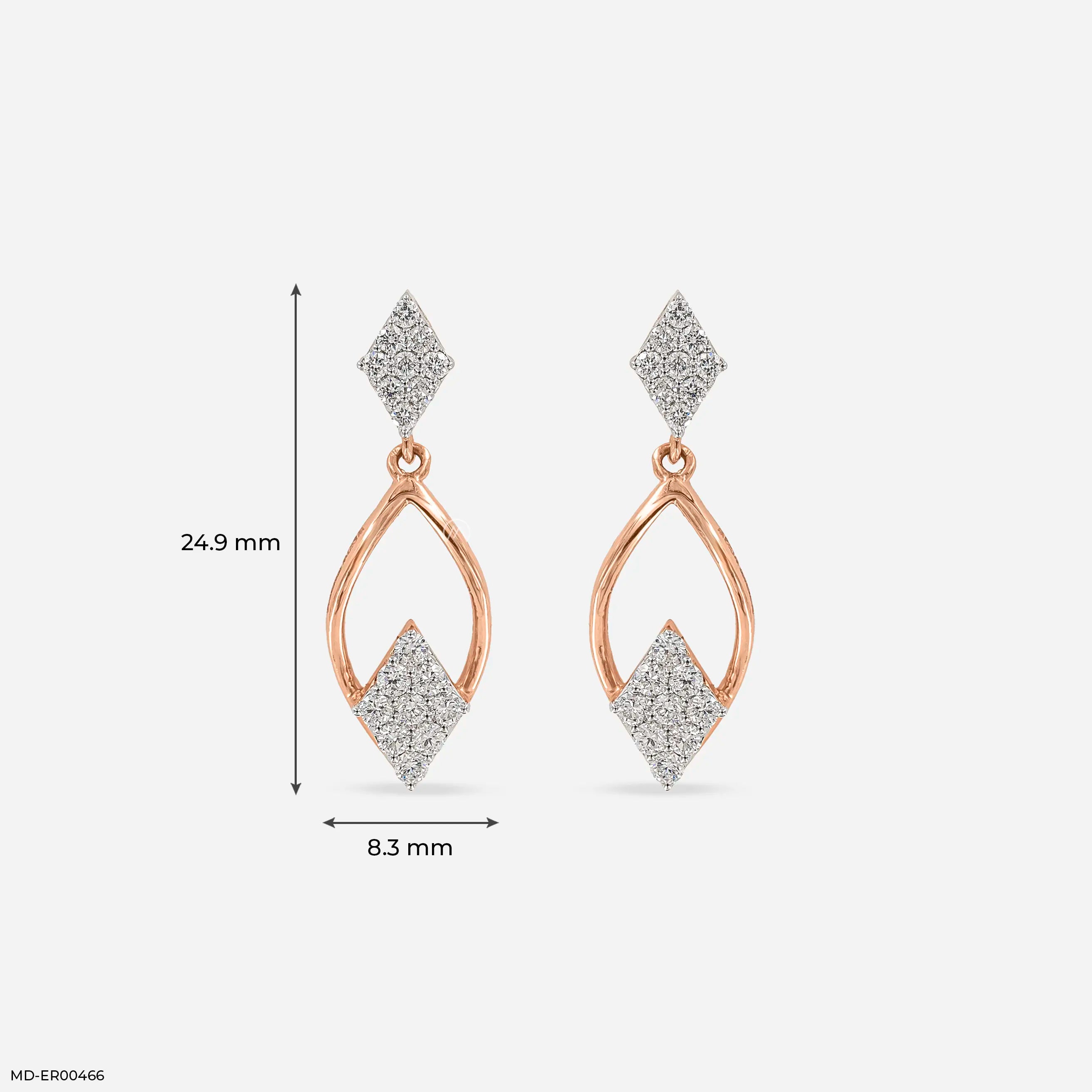 0.5 Carat Diamond Drop Lab Diamond Earrings 14K Rose Gold