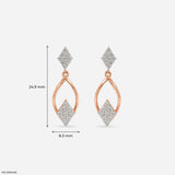 0.5 Carat Diamond Drop Lab Diamond Earrings 14K Rose Gold