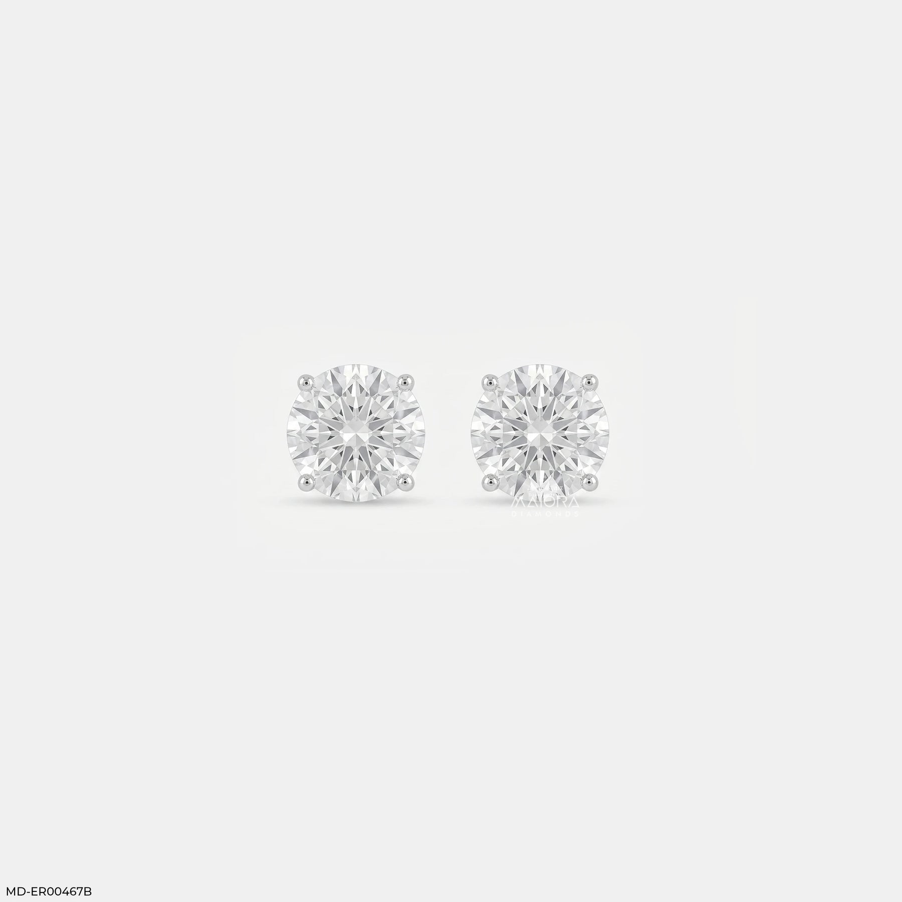0.8 Carat Triangle Pave Lab Diamond Studs 9K White Gold