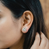 0.8 Carat Triangle Pave Lab Diamond Studs 9K White Gold