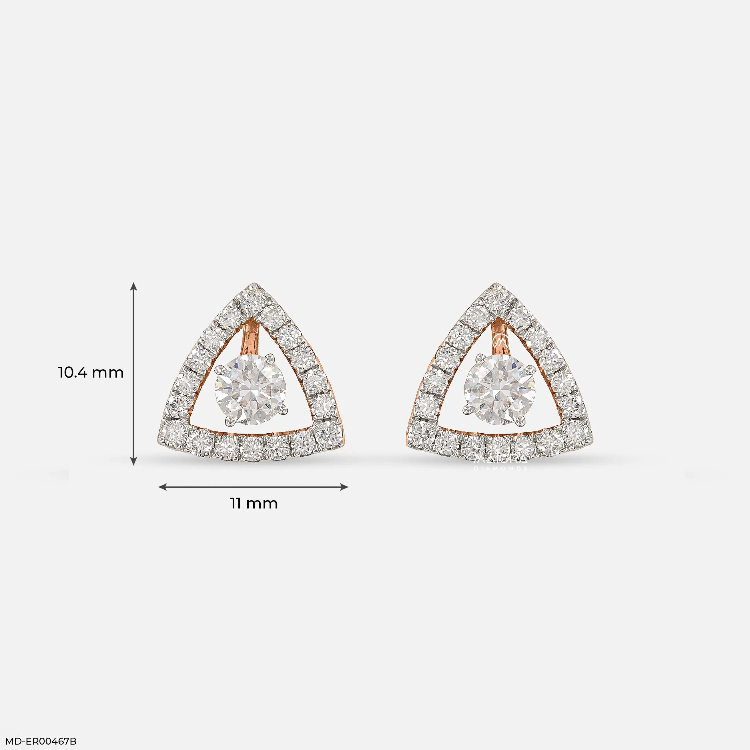 0.8 Carat Triangle Pave Lab Diamond Studs 9K White Gold