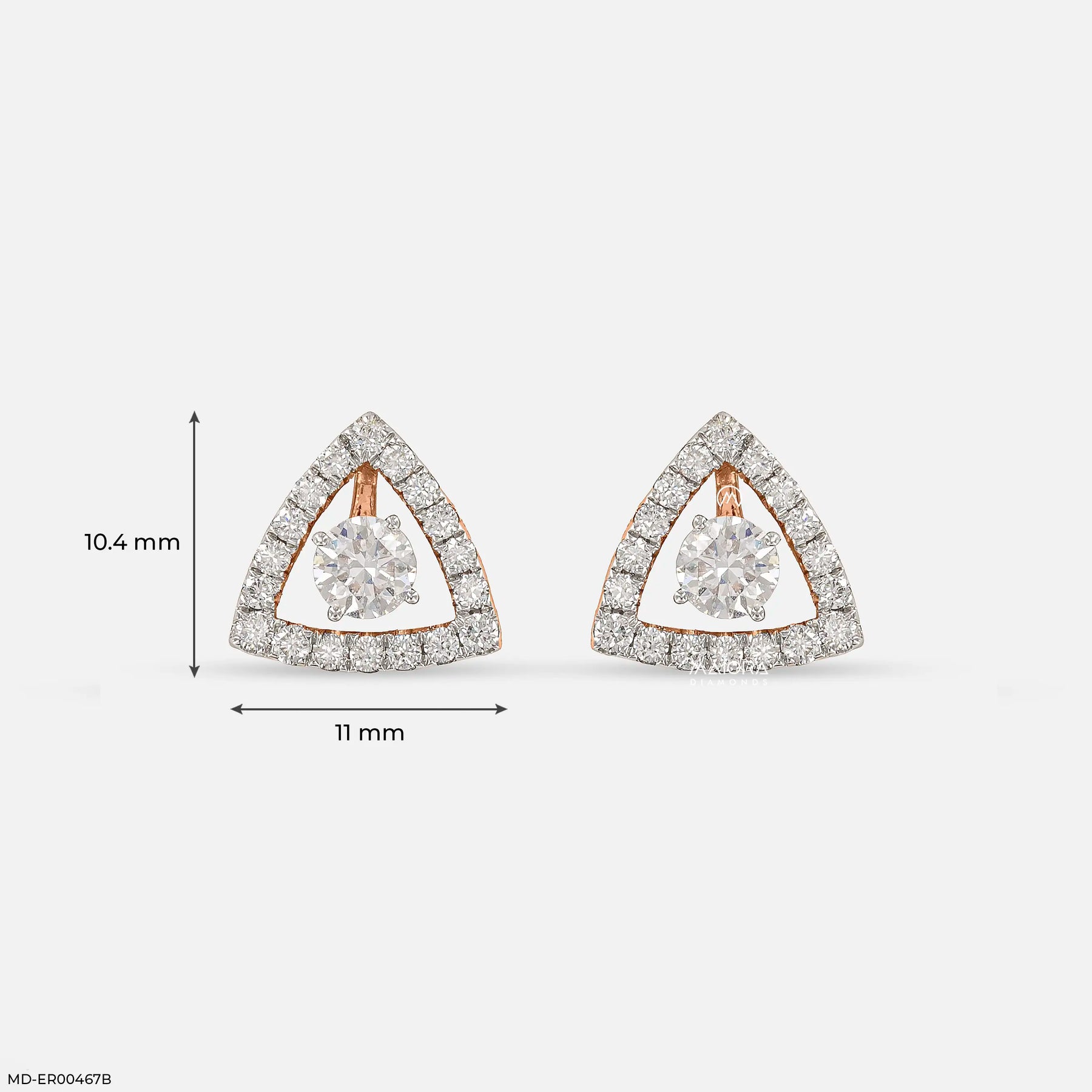0.8 Carat Triangle Pave Lab Diamond Studs 9K White Gold