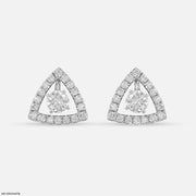 0.8 Carat Triangle Pave Lab Diamond Studs 9K White Gold