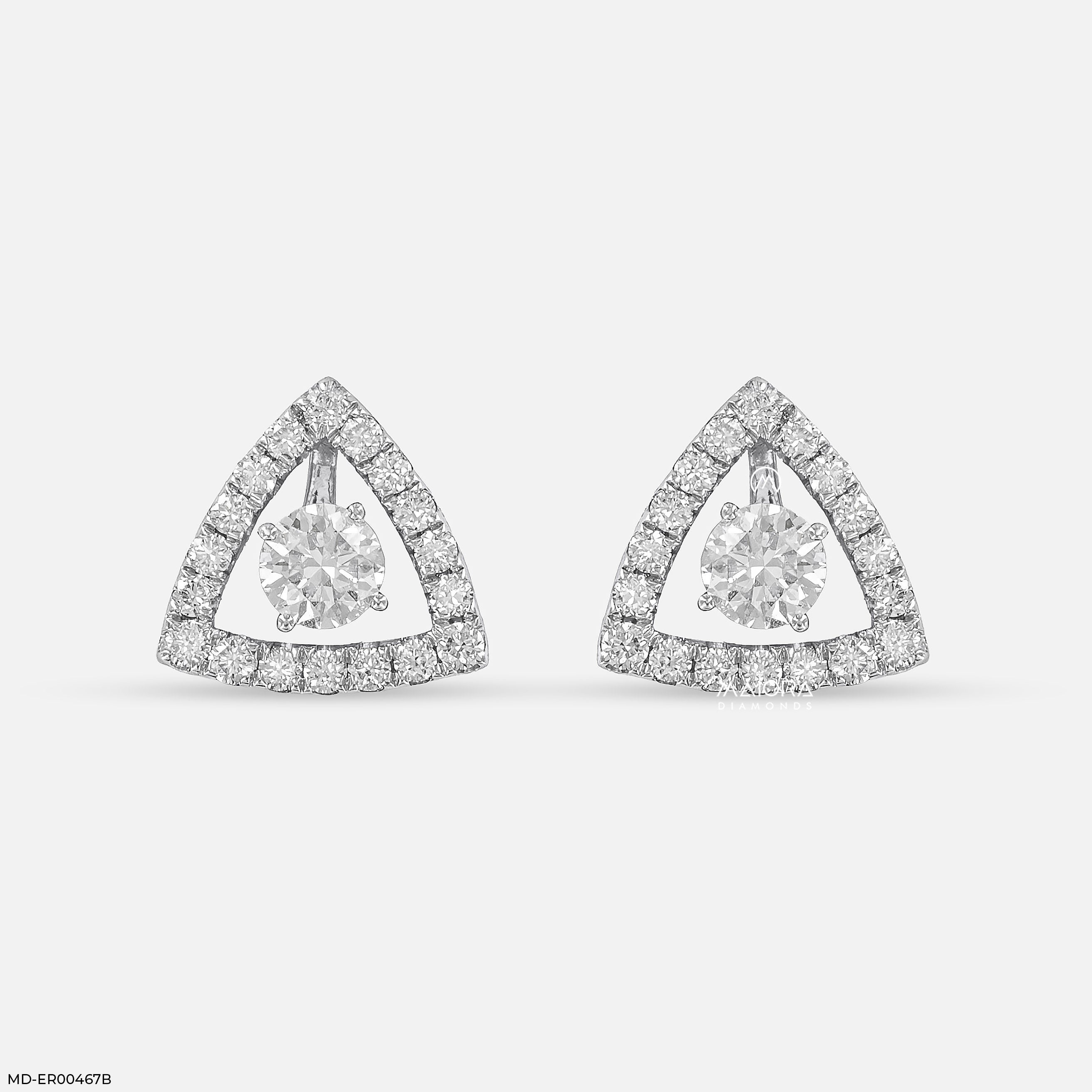 0.8 Carat Triangle Pave Lab Diamond Studs 9K White Gold