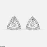 0.8 Carat Triangle Pave Lab Diamond Studs 9K White Gold