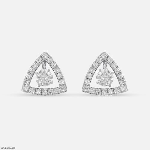 0.8 Carat Triangle Pave Lab Diamond Studs 9K White Gold
