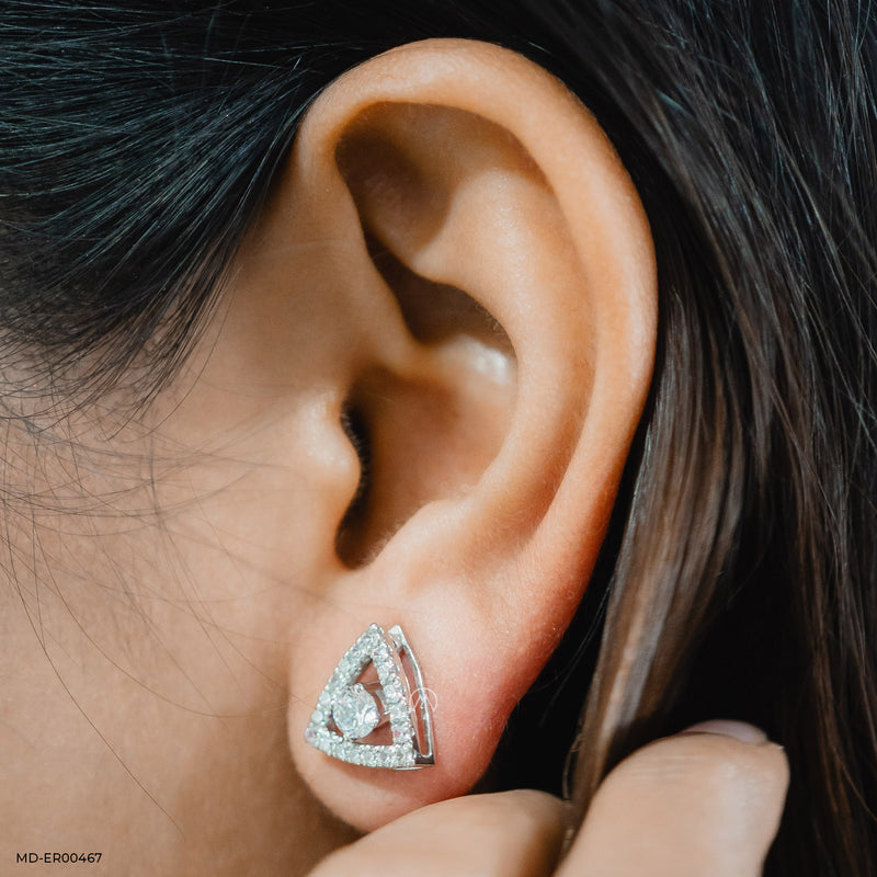 Work Wear Diamond Earrings 18K Yellow Gold