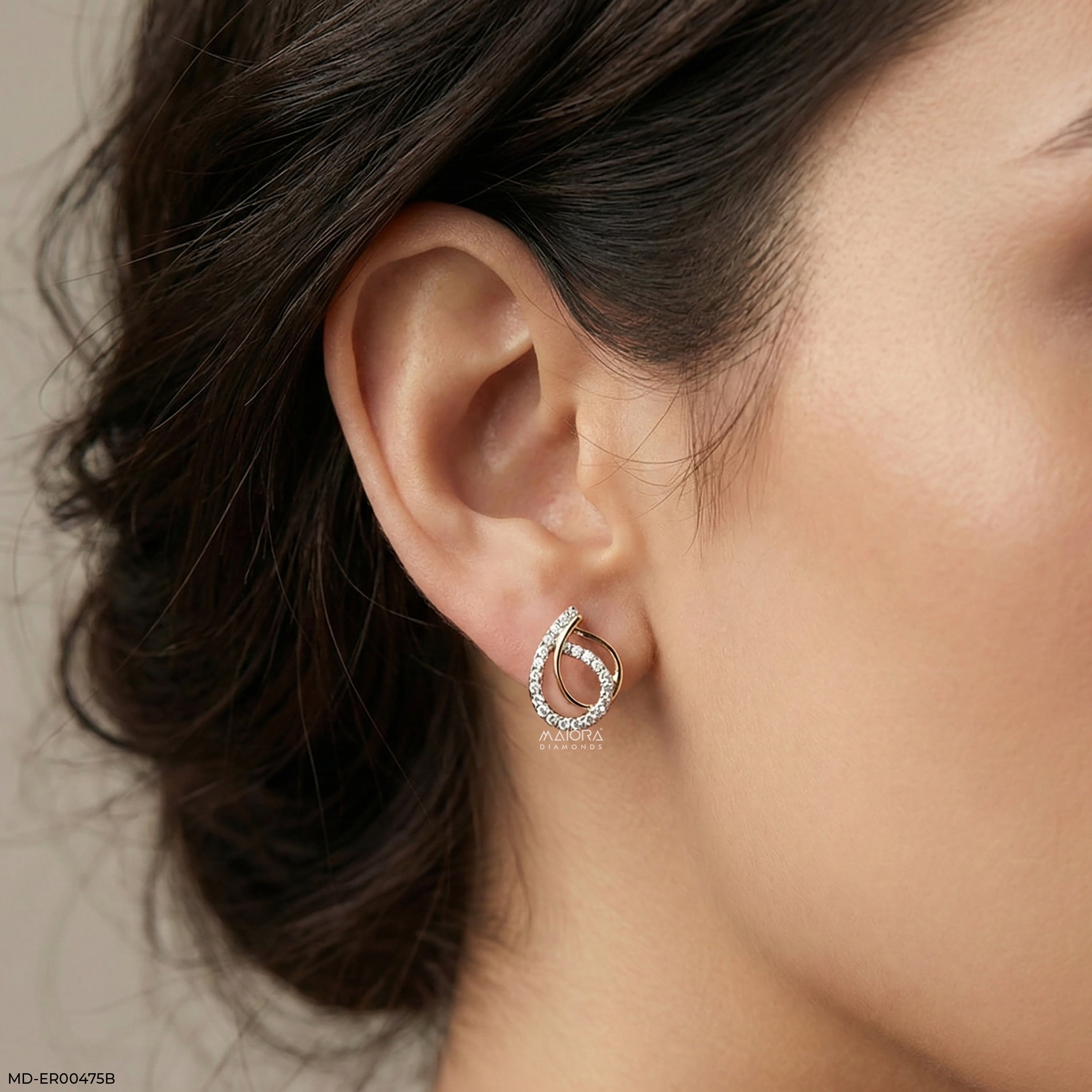 0.25 Carat Infinite Orbit Lab Diamond Studs Earrings 14K Yellow Gold