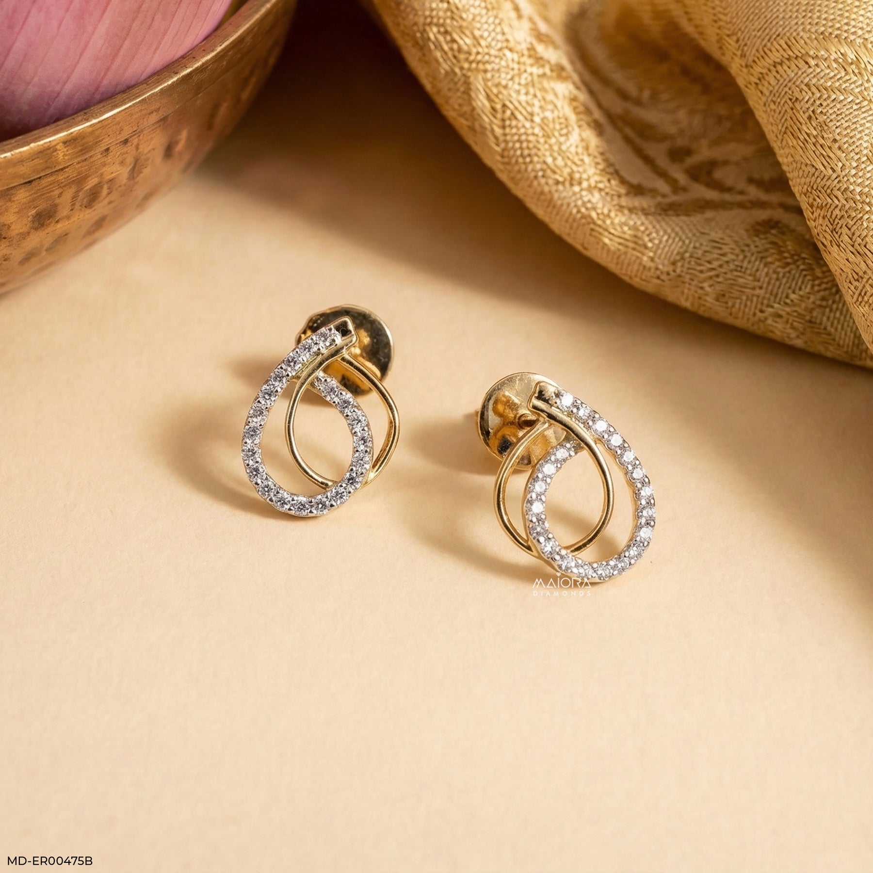 0.25 Carat Infinite Orbit Lab Diamond Studs Earrings 14K Yellow Gold