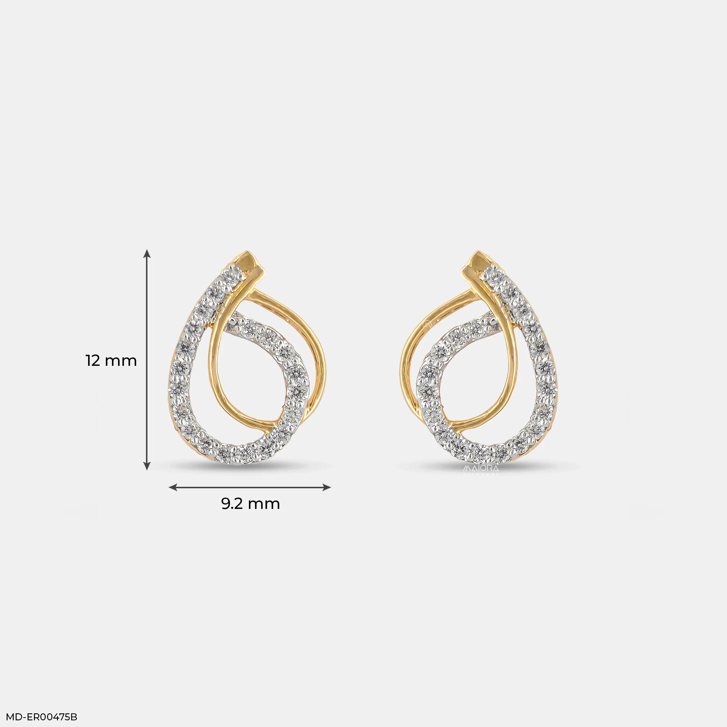 0.25 Carat Infinite Orbit Lab Diamond Studs Earrings 14K Yellow Gold