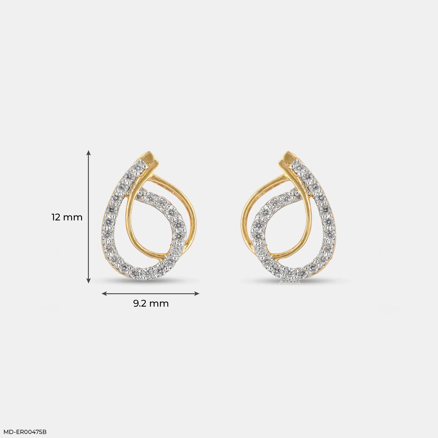 0.25 Carat Infinite Orbit Lab Diamond Studs Earrings 14K Yellow Gold