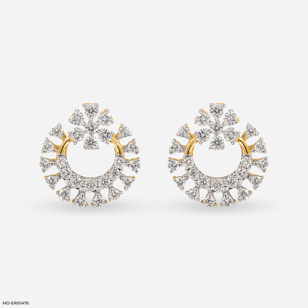 Solar Flare Lab Diamond Hoops 14K Yellow Gold