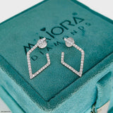 0.5 Carat Pave Geometric Kite Hoop Lab Diamond Earrings 9K White Gold