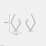 0.5 Carat Pave Geometric Kite Hoop Lab Diamond Earrings 9K White Gold