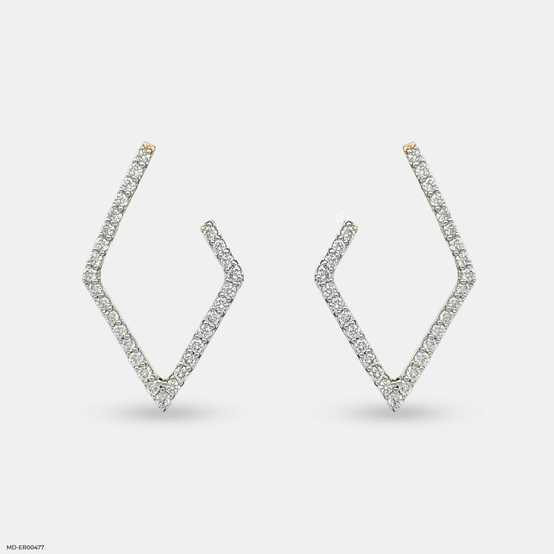 Cashew Fudge Diamond Earrings 14K White Gold