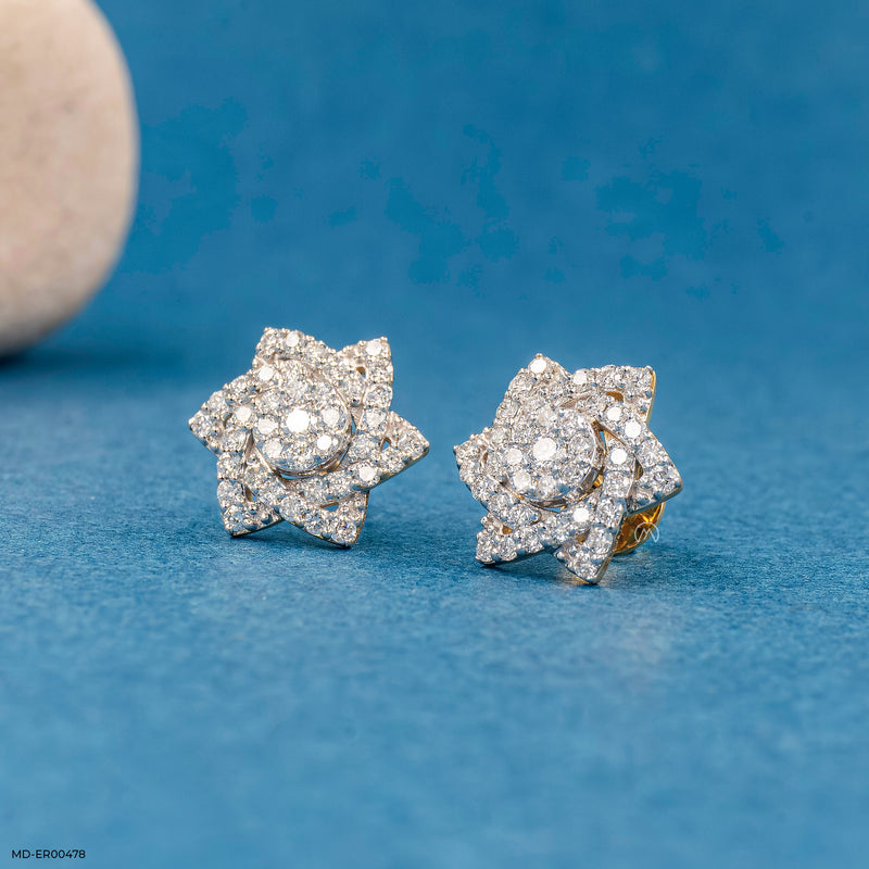 Star Cluster Diamond Earrings 18K Rose Gold