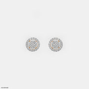 Round Halo Diamond Earrings 9K Rose Gold