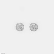 Round Halo Diamond Earrings 9K White Gold