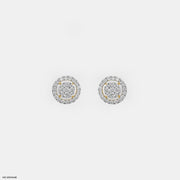 Round Halo Diamond Earrings 14K Yellow Gold