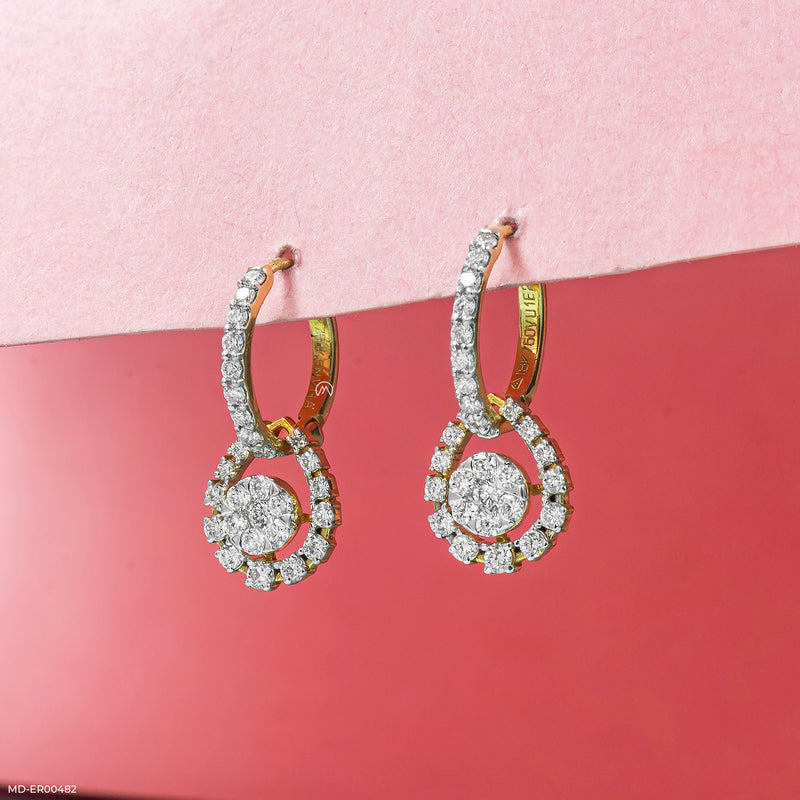 Noor Drop Balli Earrings 14K White Gold