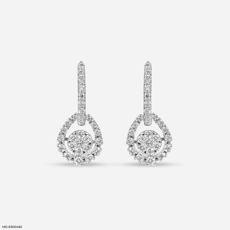 Noor Drop Balli Earrings 14K White Gold