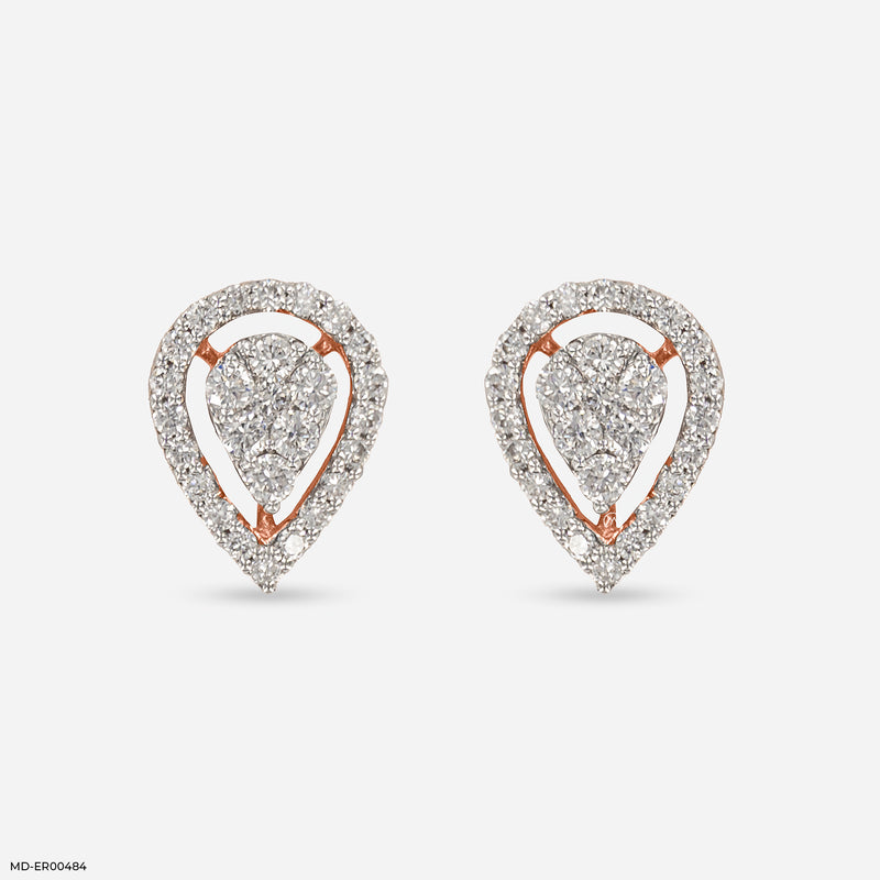 Simple Posy Diamond Earrings 14K Rose Gold