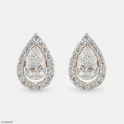 Pointer Pear Halo Diamond Earrings