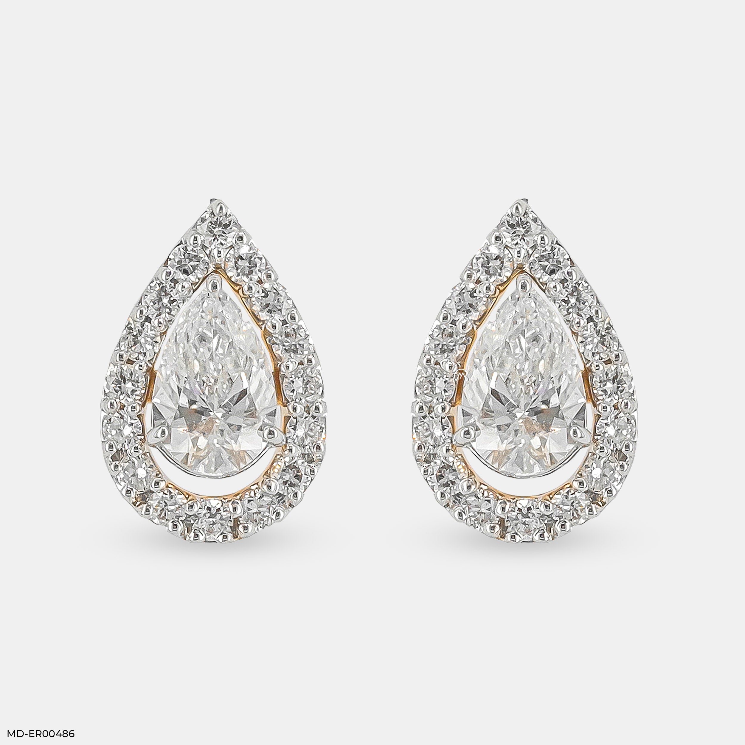 Pointer Pear Halo Diamond Earrings