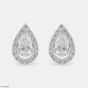 Pointer Pear Halo Diamond Earrings Platinum 950
