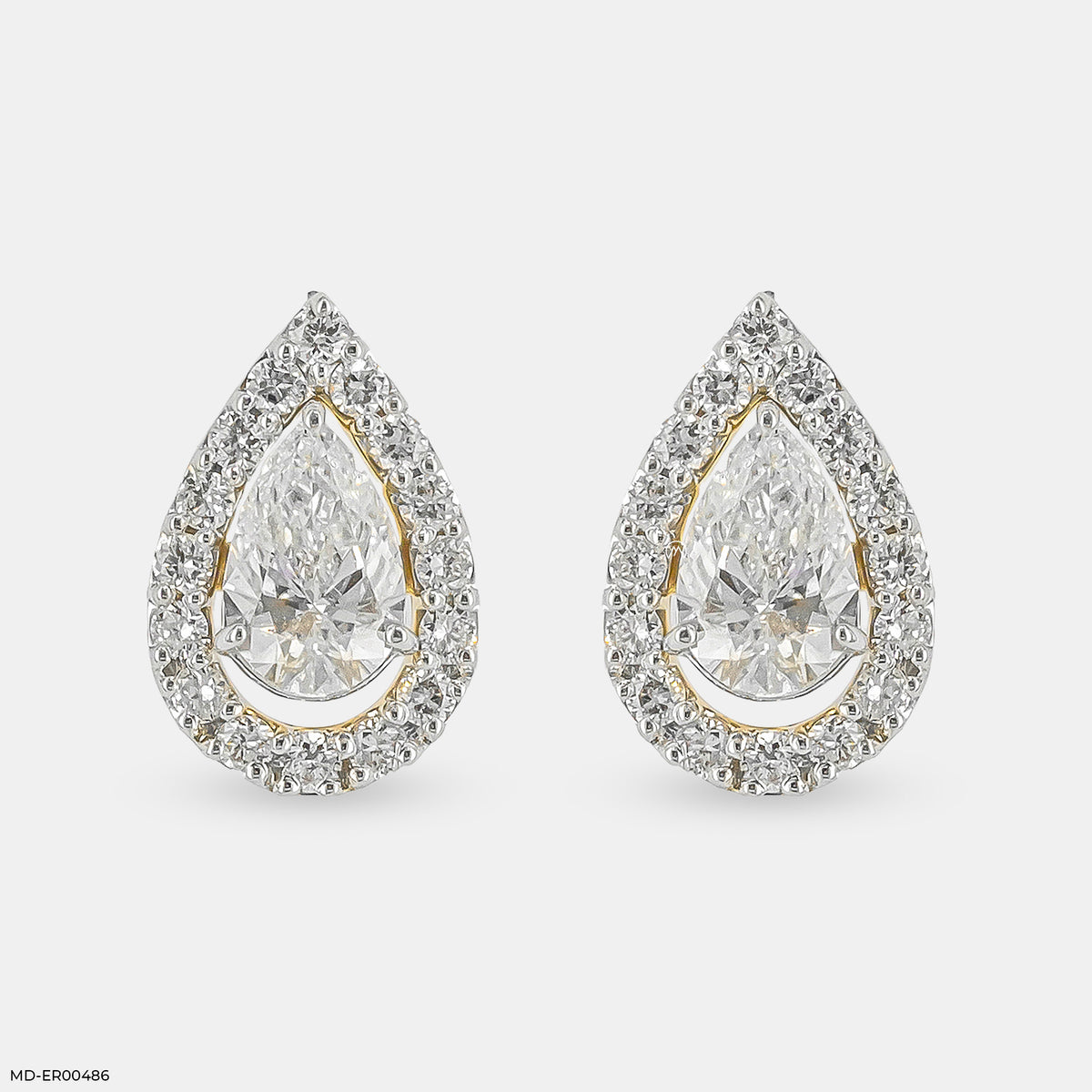 Pointer Pear Halo Diamond Earrings