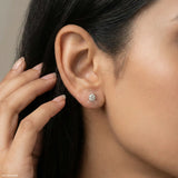 1 Carat Round Solitaire Halo Earrings 9K Yellow Gold