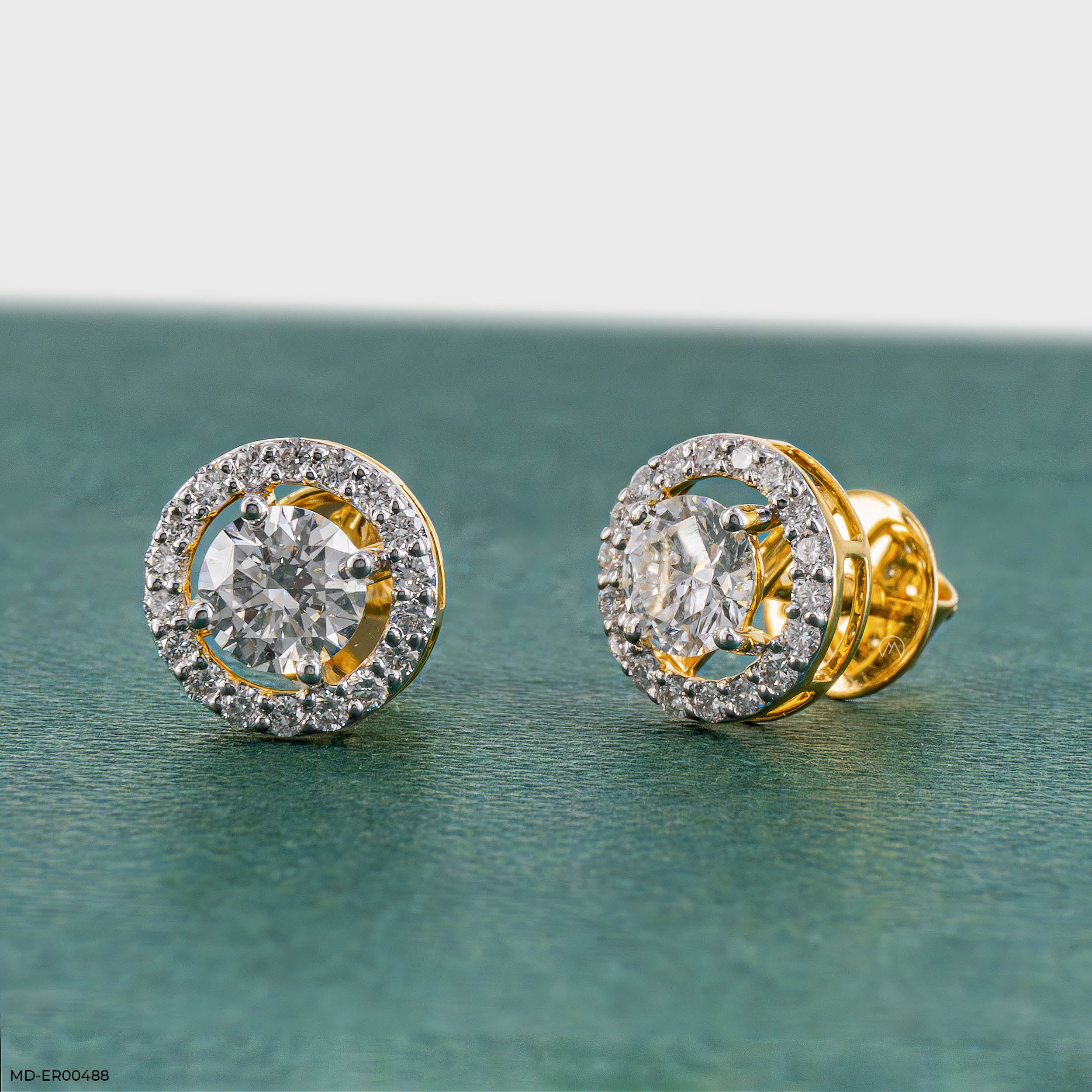 1 Carat Round Solitaire Halo Earrings Platinum 950
