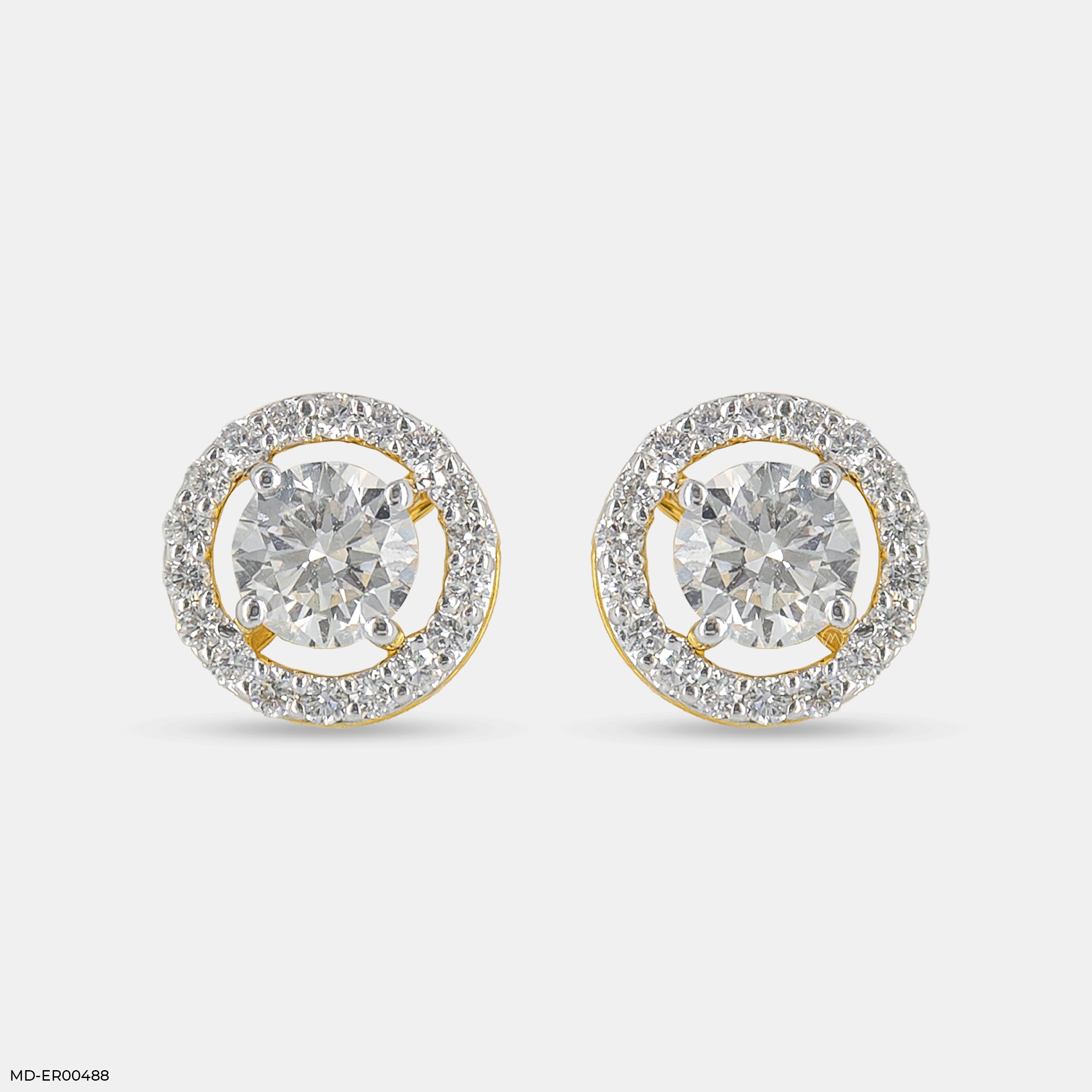 1 Carat Round Solitaire Halo Earrings