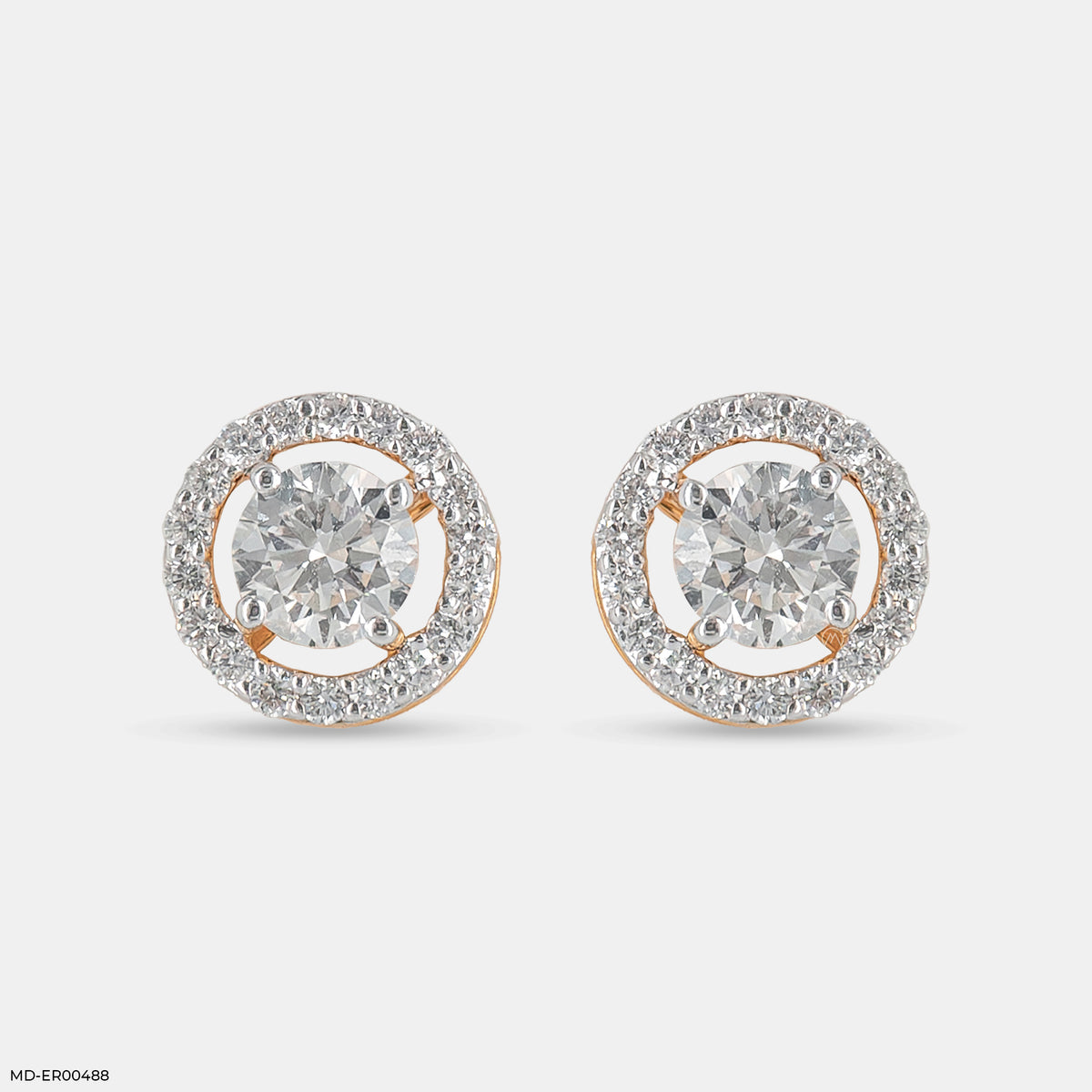 1 Carat Round Solitaire Halo Earrings