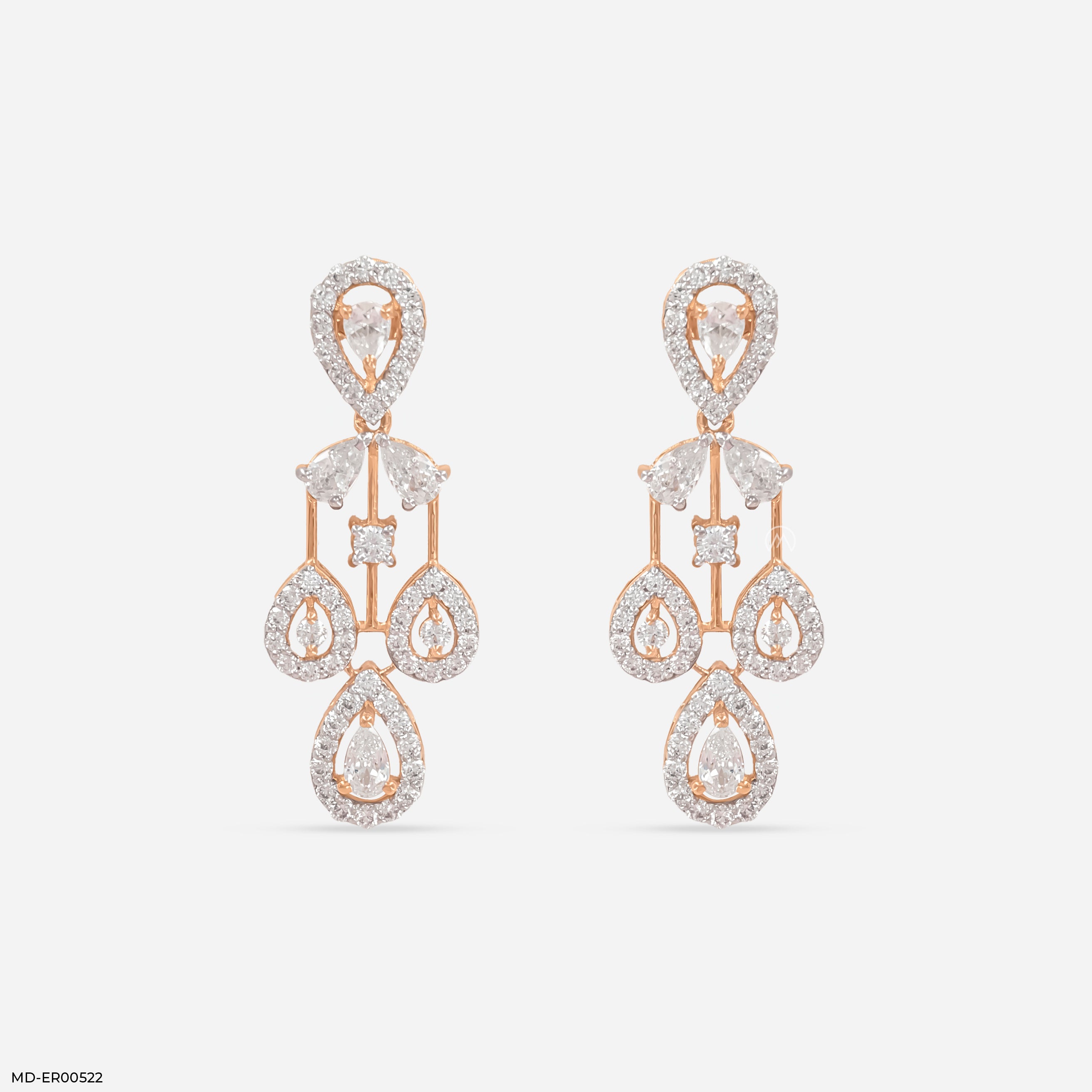 Diva Drop Diamond Earrings 9K Rose Gold