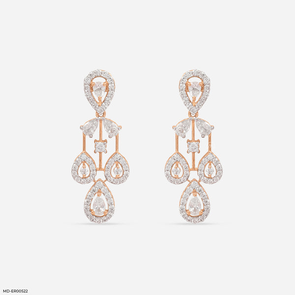 Diva Drop Diamond Earrings 14K Rose Gold