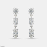 Trio Of Light Diamond Earrings 14K White Gold