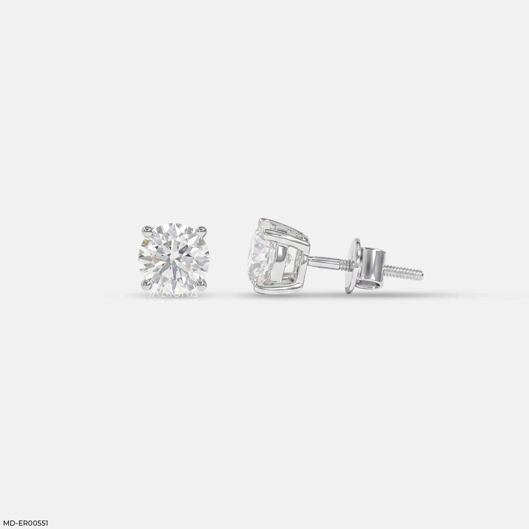 0.95 Carat Solo Solitaire Round Lab Diamond Studs Earrings