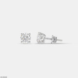 0.95 Carat Solo Solitaire Round Lab Diamond Studs Earrings 14K White Gold