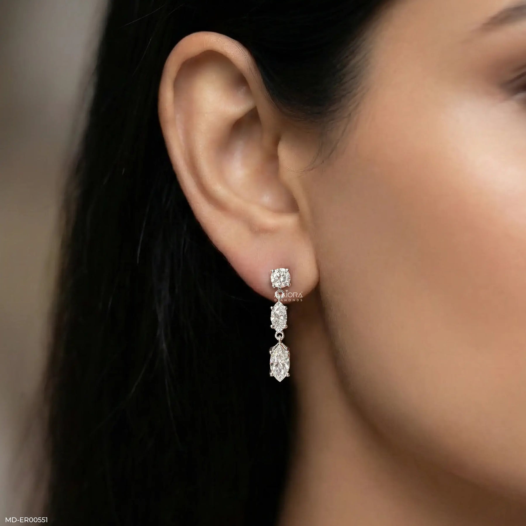 3.5 Carat Trio Of Light Lab Diamond Earrings 14K White Gold