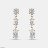 Trio Of Light Diamond Earrings 14K Rose Gold