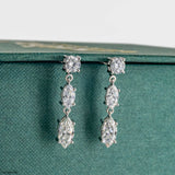 Trio Of Light Diamond Earrings 14K White Gold