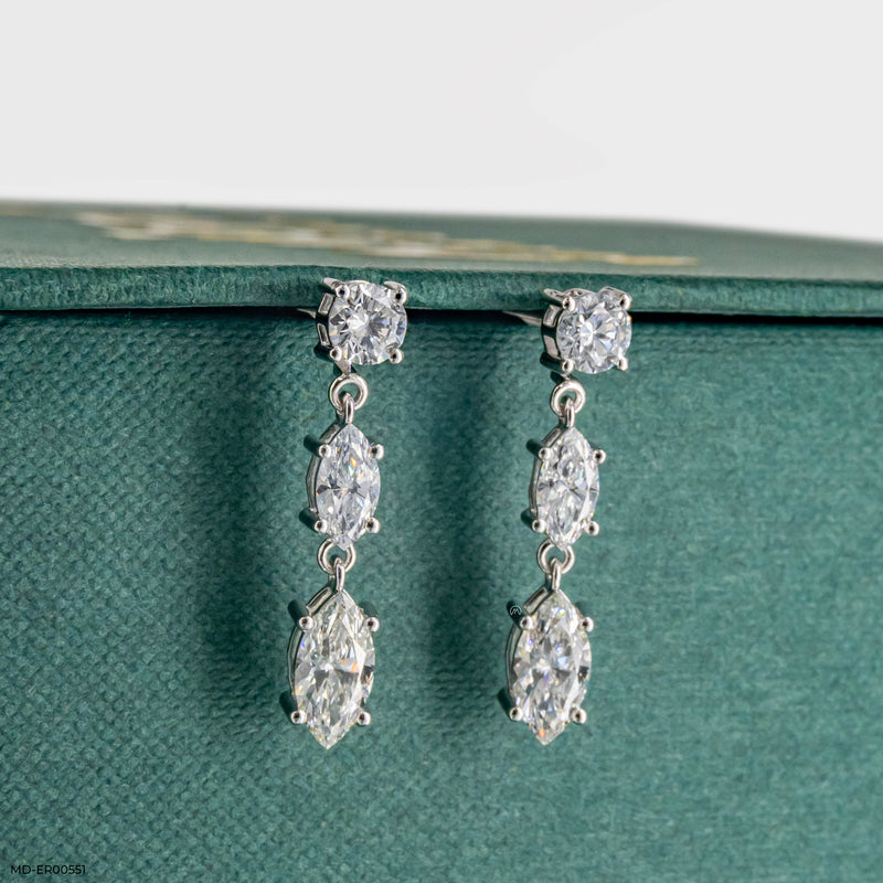 Trio Of Light Diamond Earrings 14K Rose Gold