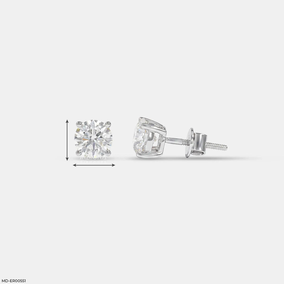 0.95 Carat Solo Solitaire Round Lab Diamond Studs Earrings