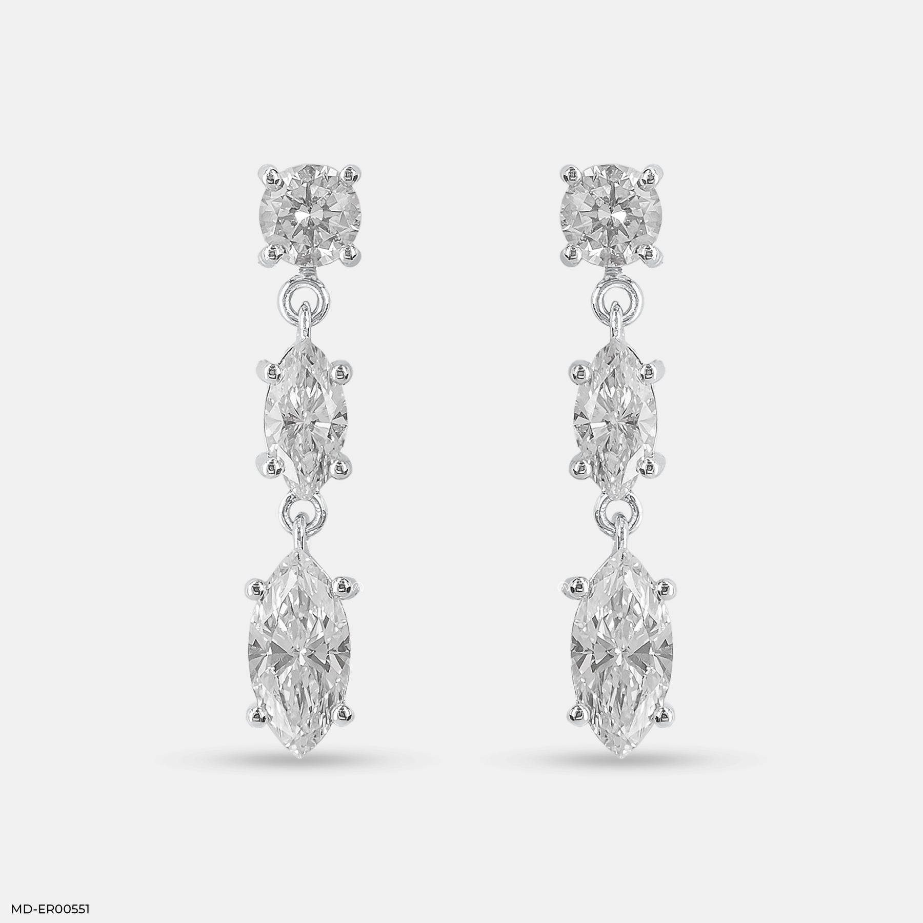 3.5 Carat Trio Of Light Lab Diamond Earrings 14K White Gold