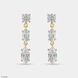 Trio Of Light Diamond Earrings 14K Rose Gold