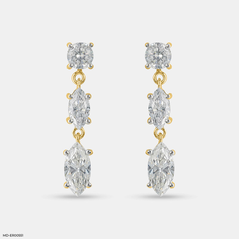 Trio Of Light Diamond Earrings 14K Rose Gold