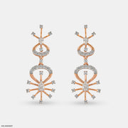 Sparkling Trap Diamond Earrings 9K Rose Gold