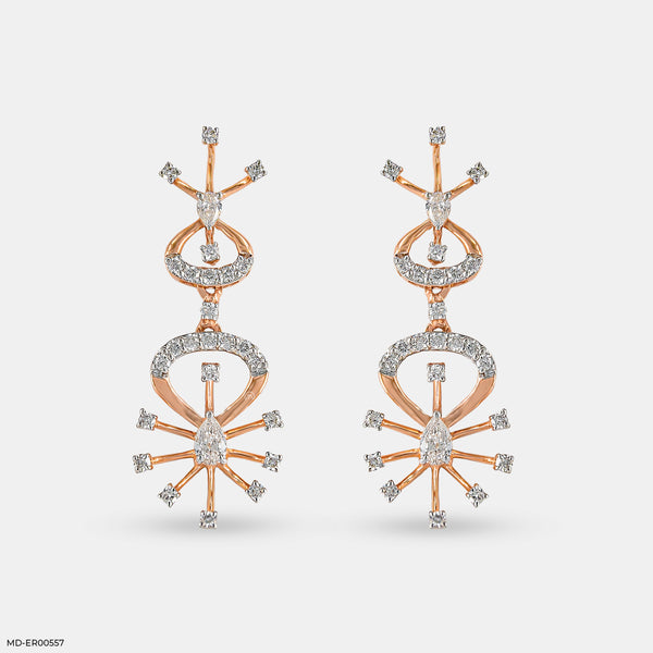 Sparkling Trap Diamond Earrings 14K Rose Gold