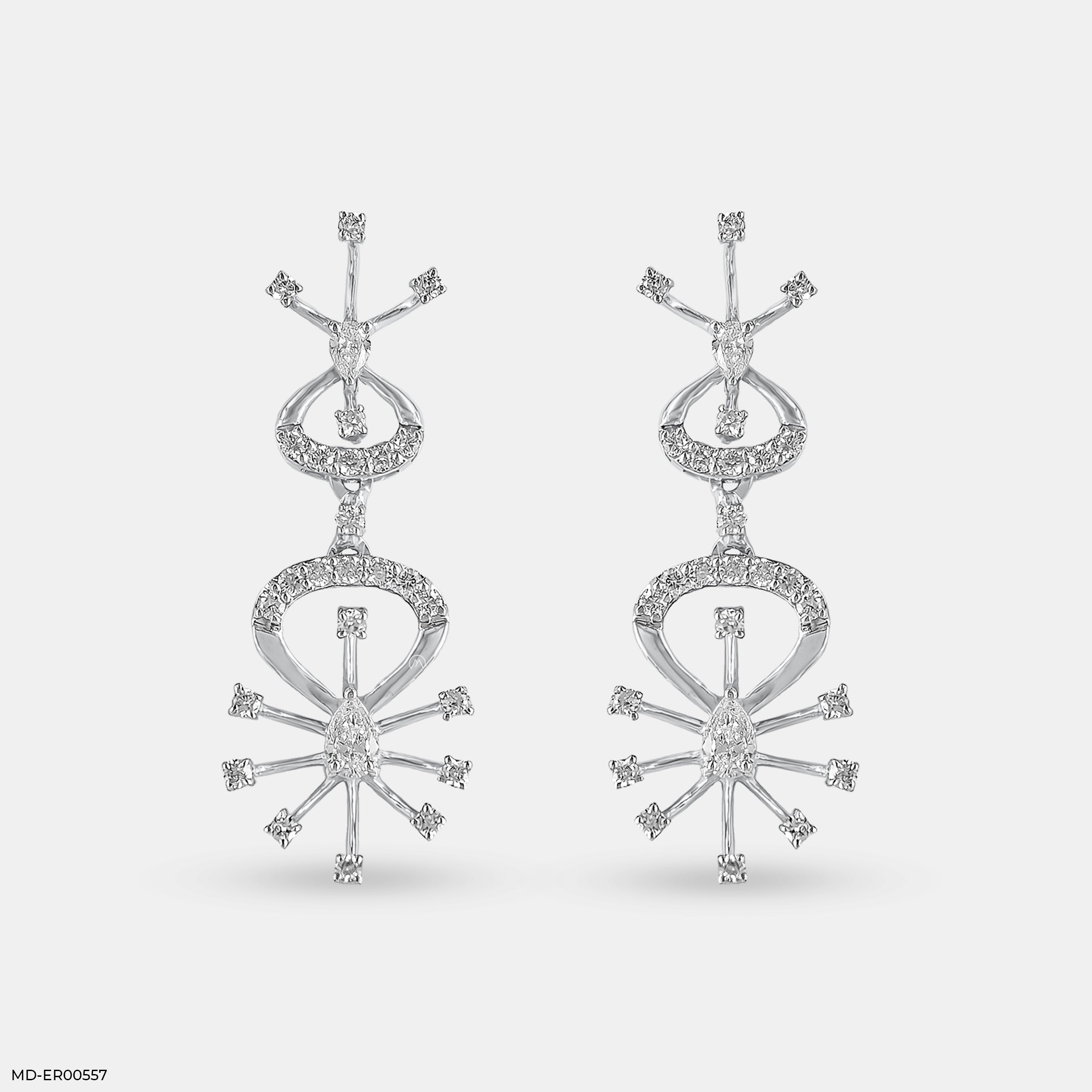 Sparkling Trap Diamond Earrings 14K White Gold